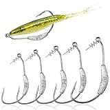 12/24pcs Fishing Weighted Swimbait Hook, Saltwater Freshwater Worm Weedless Hook with Portable Box for Bass Fishing (5/0 24pcs)