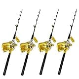 80 Wide 2 Speed Fishing Reels on 130-160 Pound Blue Marlin Tournament Fishing Rods (4 Pack)