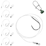 5 Pack Striped Bass Slider Rig 8/0 Circle Hook, Uncle Mo's Saltwater Fishing Tackle, Braid Friendly Sinker Slide, 4ft 60lb Monofilament Leader for Surf, Beach & Boat Multi Species Use