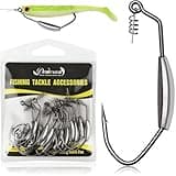 Dovesun 12PCS Weighted Swimbait Hooks Weighted Fishing Hooks Saltwater Freshwater Worm Weedless Hooks for Bass Fishing 3/0