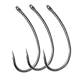 Barbless Fishing Hooks, 50/150pcs Carp Fishing Hooks Trout Hooks Circle Hooks Curve Shank Crank Fly Tying Hooks Carp Hair Fishing Bait Rigs for Freshwater Saltwater Fishing