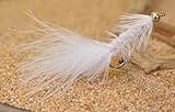 Weighted Bead Head Woolly Bugger White Streamer Fly w/Flash Tied on Mustad Signature Hooks - 12 Flies (Assortment)