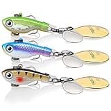 TRUSCEND Tail Spinner Fishing Lures, 2.6" 0.5oz Fishing Spoons with Rotating Swimbaits for Bass Pike Walleye, Freshwater Saltwater Fishing Baits, Fishing Gifts for Men Dad