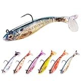 FONMANG 6-Piece Swim Baits for Bass Fishing, Pre-Rigged Jig Heads Soft Plastic Walleye Fishing Lures, Paddle Tail Swimbaits for Bass Fishing, Fishing Bait for Freshwater Saltwater Gifts