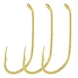 Dr.Fish 100 Pack Baitholder Hooks, Gold Fishing Hooks Freshwater Trout Crappie Panfish Hooks Walleye Rig Bass Fishing Down-Turned Eye Live Bait Hook Worm Crawler Hooks #8