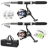 OLOLYAP Fishing Pole Combo Set 6.9ft 2PCS Telescopic Fishing Rod and Reel Combo with Carrier Bag Collapsible Fishing Rod and Reel Kits for Bass Sea Saltwater Freshwater