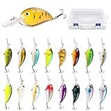 Crankbaits for Bass fishing 17 PCs, Bass Fishing Lures with Storage Box, 3.94" Deep Diving Crank Baits for Bass Fishing, Fishing Gifts for Men Freshwater Saltwater