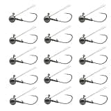 15 Packs Weedless Round Ball Jigheads Ned Rig Rubber Fishing Crappie Jig Heads for Swim jigs and Soft Plastics Fishing Hooks Pike Bass Lure Hooks