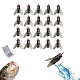 20Pcs Bionic Fly Fishing Bait, 2024 New Fly Hook Soft Bait Add Fish Attractant Fishing Gear, Silicone Artificial Fishing Lure with Sharpened Hook (Black,15mm)