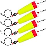 Sjyue 4PCS Weighted Fishing Bobbers Floats Popping Cork Floats for Saltwater Redfish and Speckled Trout Fishing Tackle Freshwater (Red and Yellow, 4 in)
