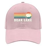 Bear Lake Idaho Travel Vacation Hats for Mens Baseball Cap Stylish Washed Ball Caps Adjustable Pink