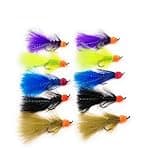 Egg sucking leech, fly fishing, multiple colors, trout, salmon, and other fresh water species, salmon hook, set of ten flies (10pcs set), two flies of each color, multiple sizes available (Hook # 8)