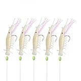 Ocean CAT 10Packs 5 Hook/Set Fishing Rigs Sabiki Glow Shrimp String Hook Fishing Lure Saltwater Freshwater Bait Rig Tackle 1/0#2#4#6#8#10#12#14 (White pellucid, 2#)