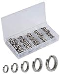 Facikono 250pcs Fishing Split Rings Assortment Kit, Stainless Steel Double Flat Wire Snap Ring Lure Tackle Connector