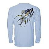Denali Performance Men's UPF 50+ ProtectUV Long Sleeve T-Shirt - Yellowfin Tuna Design by Marcos Augusto, Large Blue