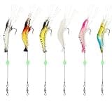 OriGlam 6pcs Saltwater Fishing Lures, Luminous Silicone Soft Shrimp Bait for Freshwater and Saltwater