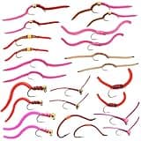The Fly Crate | 24 San Juan Worm Fly Fishing Flies Assortment for Trout | 2 Dozen Beaded Worms Wet Nymph Flies