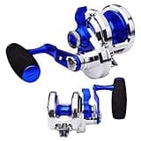 PROBEROS Conventional Reel Trolling Reels - Lever Drag Deep Sea Ocean Big Game Offshore Jigging Fishing Reels - Blue Silver (500, Left)