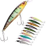 Sougayilang Minnow Fishing Lures Crankbaits Set Fishing Hard Baits Swimbaits Boat Topwater Lures for Trout Bass Perch Fishing-Style-E 10Pcs