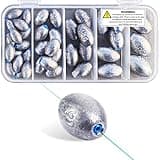 Egg Fishing Sinkers Weights Assortment Lead Oval Shape Bass Casting Worm Weights Tackle for Saltwater Freshwater Fishing