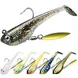 TRUSCEND Fishing Jigs Lures with Handmade Lead Heads Paddle Tail Spinner Baits for Bass Trout Walleye Musky Soft Plastic Fishing Lures