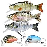 TRUSCEND Fishing Lures for Bass Trout Crappie, Multi Jointed Swimbait with Crankbaits, Slow Sinking Swimming Lures Freshwater Saltwater, Lifelike Walleye Pike Bass Lures, Fishing Gear Plugs Baits