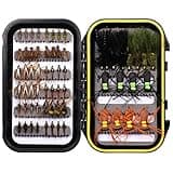 Wifreo Fly Fishing Flies Assortment with Waterproof Fly Box, 64pcs with Dry/Wet/Nymph/Streamer Flies, Trout/Bass/Panfish/Salmon Fishing Flies