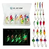Ice Fishing Jigs Luminous Ice Fishing Lures Glowing Jig Gear Winter Fishing Jigging for Crappie Pike Panfish Walleye Perch Bluegill 6pcs/20pcs (B-20PCS)