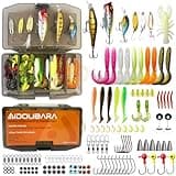 Fishing Lures kit, 132pcs Tackle Box Kit Included Crankbaits, Spoon, Hooks, Weights & Other Accessories, Freshwater & Saltwater Bait Lure for Bass, Trout, Walleye, Fishing Gear Gift for Men