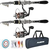 PLUSINNO Fishing Rod, Telescopic Fishing Rod and Reel Combo, Collapsible Travel Fishing Pole Rod Starter Kit, Carbon Fiber Fishing Rods and 12 +1 Bearings Stainless Steel, Fishing Gifts for Men Adults