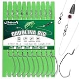 Dovesun 10PCS Ready Tied Carolina Rig Kit for Bass Fishing Catfish Rig Catfish Hook Kit with Bass Hooks Swivel, Fluorocarbon Line, Weights 3/4 OZ