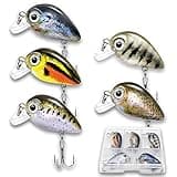 SHINETAO 5PCS Micro Crankbait Fishing Lures for Bass Trout Topwater Lures Kit Slow Sinking Sturdy Vib Set for Fishing Lovers Pocket Mini Lure Fishing Tackle Kits for Children