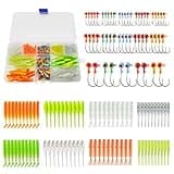 135 Pieces Jig Heads Fishing Hooks kit with Soft Plastic Crappie Lures for Crappie Trout Bass Walleye Bluegill Perch Catfish