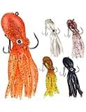 Octopus Swimbait Soft Fishing Lure with Skirt Tail, Lingcod Rockfish Jigs for Saltwater Ocean Fishing, 5Pcs/Pack