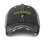 Speedy Pros Distressed Trucker Hat Sweden Flag Stockholm Embroidery Cotton for Men & Women Black Gray