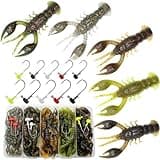 Senko Worms 50pcs Soft Plastic Worms Fising Lure for Bass Fishing Crawfish Lure Stick Swimbait Minnow with Ned Rig Kit (2.5" Crawfish Lures Ned Rig Kit)