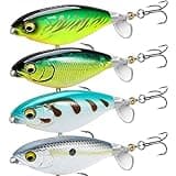 PLUSINNO Top Water Fishing Lures, 4PCS Plopper Fishing Lures for Bass Trout Pike Perch, Top Water Bass Lures with Propeller Tail, Whopper Floating Lure for Freshwater Saltwater - B