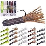Tube-Baits-for-Bass-Fishing-Lures-Soft-Plastic-Bait-Worm-Tube Jigs Kit with Smallmouth Large Mouth Bass Lake Trout (3.5 inch Tube Baits 32 pc. Kit)
