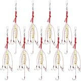 Teenyyou 9 Pcs Carp Fishing Hooks 6#-14# Baits Lure Trap Hooks Spring Bait Cage Trap Hooks with Spring Feeder Carp Fishing Tackle(Red,4 Hook)