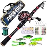 Fishing Rod and Reel Combo, 6.9ft Telescopic Spincast Rod with Right Handed Baitcasting Reel Combos, Sea Saltwater Freshwater Ice Bass Fishing Tackle Set Fishing Rods Kit