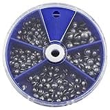 Joyiii Fishing Weight Sinkers 5 Sizes Weights Approximately 205Pcs Round Split Shot Sinker Rigent Lead