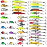 FREE FISHER 43Pcs Fishing Lures Kit Minnow Popper Crank Baits Fishing Lures Mixed Hard Baits for Bass Walleye Salmon Freshwater Saltwater