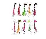 KOKOPROS Squid Fishing Hoochies 10 Pack -Glow Fresh Water Kokanee Salmon Trolling Lures with Pre-Rigged Octopus Hooks - Spinner Blades, Synthetic Skirts Kokanee Hoochies for Salmon Fishing