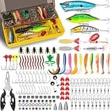 WITOROR Fishing Lures, 144Pcs Fishing Tackle Box Included Crankbaits, Spoon, Hooks, Jigs, Weights and More Fishing Gear Lures Kit Set, Fishing Bait Lure Gear Kit Fishing Gifts for Men Bass Freshwater