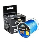 Kmucutie Braided Fishing Line 4 Strands 20lb-80lb Superline Abrasion Resistant Braided Lines Super Strong High Performance PE Fishing Lines (Blue, 40LB/0.28MM/300YDS)