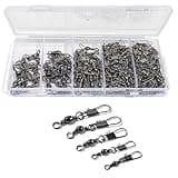 Scaups 100PCS Fishing Swivels, 5 Sizes Barrel Snap Swivel Fishing Tackle for Quick Linking of Lures and Lines