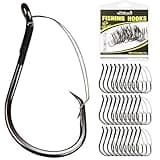 Dovesun 30PCS Weedless Hooks Weedless Circle Hooks for Catfish Bass Fishing Weedless Fishing Hooks for Saltwater Freshwater Catfish Hooks Size 2/0