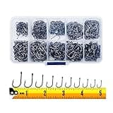 300PCS Small High-Carbon Steel Barbed Fishing Hooks with Holes, 10 Specifications of Fishing Hooks, Portable Boxed Hooks, Powerful Hooks That Can Adapt to Various Fishing Environments