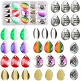Walleye Rig Making Kit DIY Fishing Lure Spinner Making Kit Supplies Parts Crawler Harness Live Bait Rigs Colorado Blades Pompano Floats Clevis Beads Tackle Fishing (35pcs Blade Spoon)