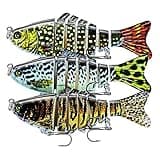 Fishing Lures Multi Jointed Fish Fishing Kits Slow Sinking Lifelike Swimbait Freshwater and Saltwater Crankbaits for Trout Bass Lures, 3 Pack